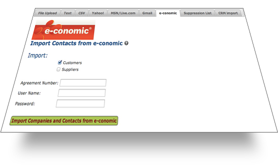 e-conomic import screen